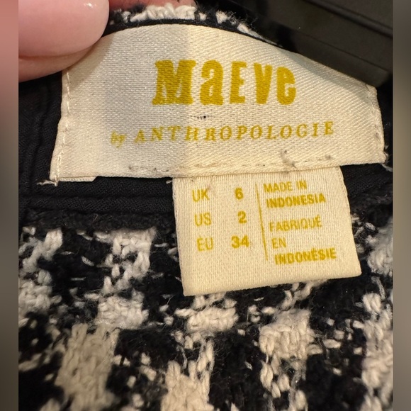 Anthropologie Maeve Townsend Black White Houndstooth Short Sleeve Top Boxy Sz 2 - Picture 8 of 16